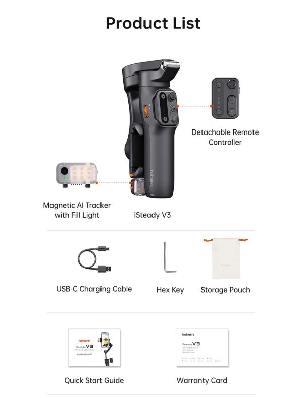 گیمبال سه‌محوره هوهم مدل iSteady V3 | تثبیت حرفه‌ای ویدیو با ردیابی هوش مصنوعی