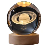 چراغ خواب رومیزی مدل گوی کریستال طرح سیاره زحل کد AMR-203