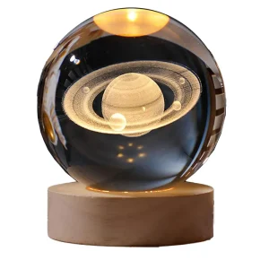 چراغ خواب رومیزی مدل گوی کریستال طرح سیاره زحل کد AMR-203