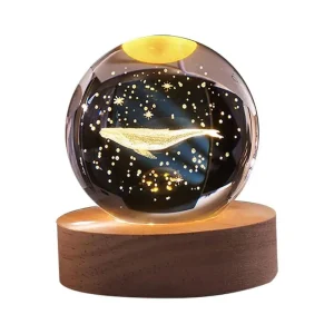 چراغ خواب رومیزی مدل گوی کریستال طرح دلفین کد 63-41928