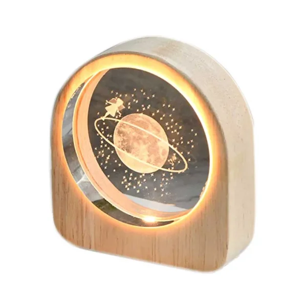چراغ خواب کریستالی با قاب چوبی مدل دختر و ماه کد 3-98290
