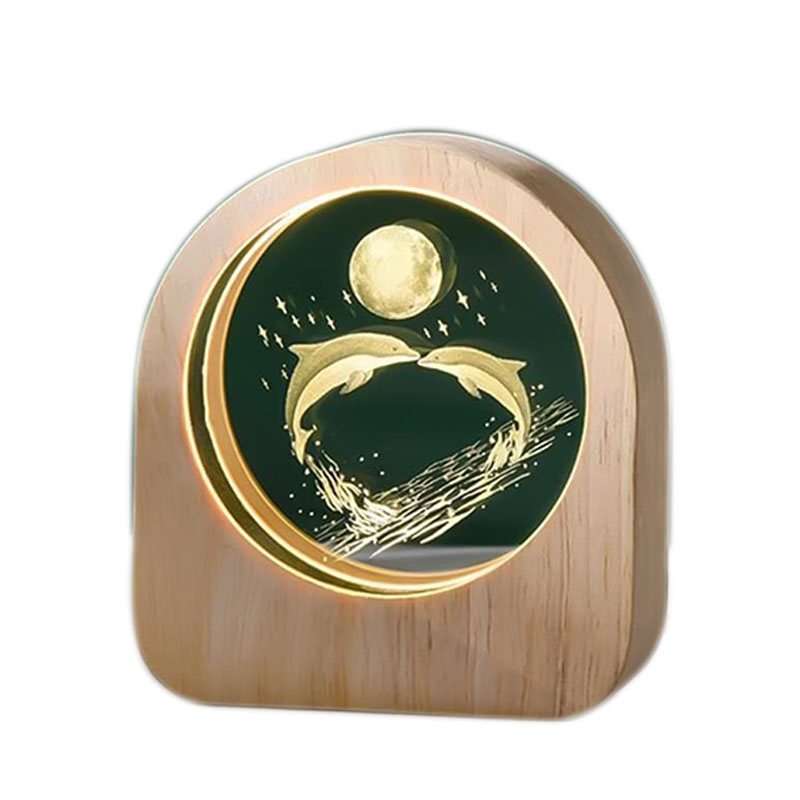 چراغ خواب کریستالی با قاب چوبی مدل دو دلفین عاشق کد 6-98291 چراغ خواب کریستالی با قاب چوبی مدل دو دلفین عاشق کد 6-98291