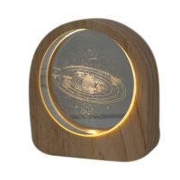 چراغ خواب کریستالی با قاب چوبی مدل منظومه شمسی کد 7-98290