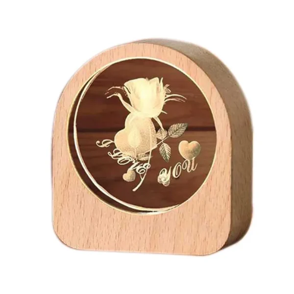 چراغ خواب کریستالی با قاب چوبی مدل گل رز کد 2 چراغ خواب کریستالی با قاب چوبی مدل گل رز کد 2