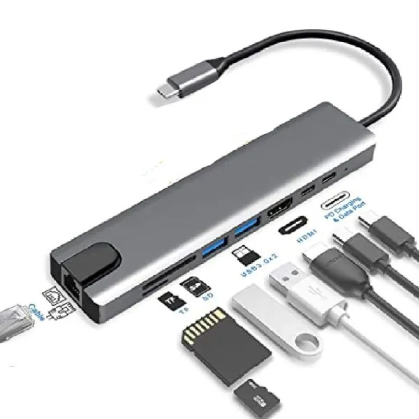هاب 8 پورت Type-C به USB-C کینگ دام
